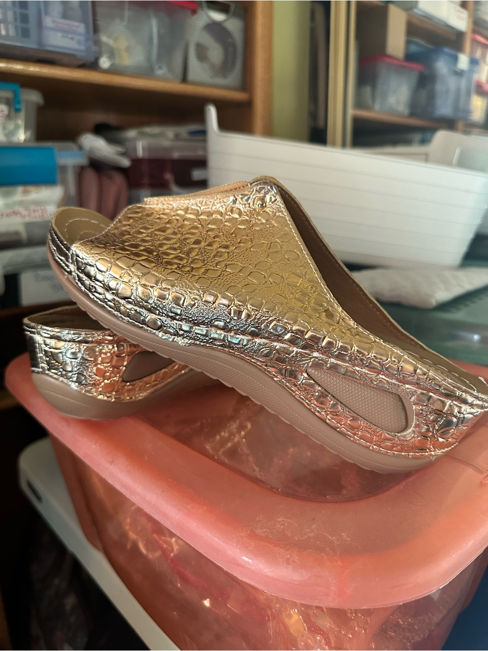 Metallic Rose Gold Slip-On Comfort Clog for Women
